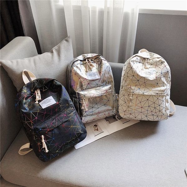 

2020 new laser diamond women's fashion casual korean all-match bag diamond backpack backpack female student schoolbag