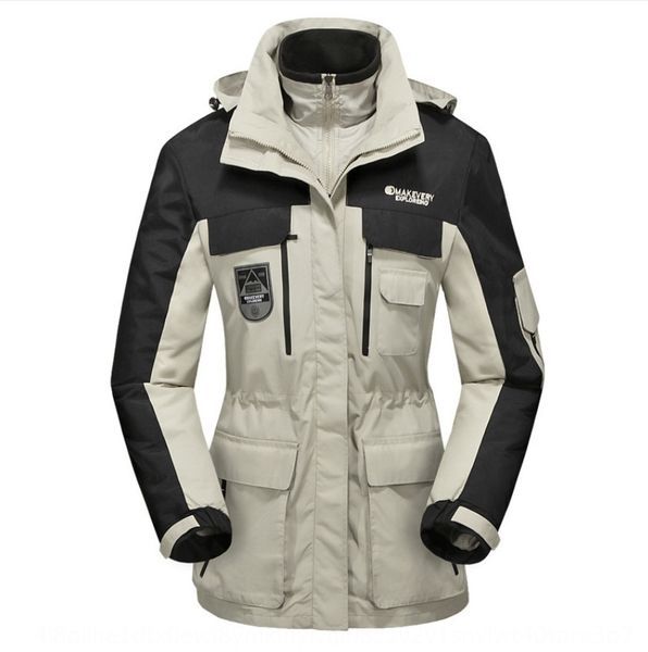 

oleha outdoor couple autumn winter three-in-one two-piece waterproof warm mountaineering warm windbreaker jacket length winter jacket cold-p, Blue;black