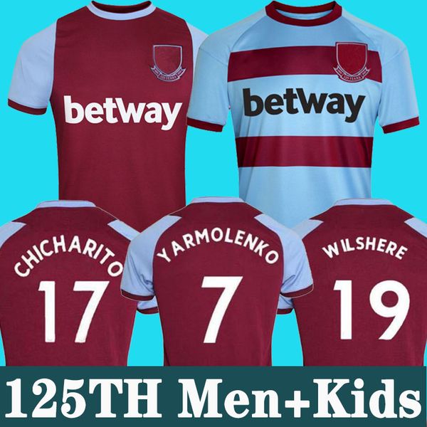 

125th west soccer jersey ham 20 21 united home away noble jerseys 2020 2021 anderson rice noble yarmolenko men + kids kit 125 years, Black;yellow