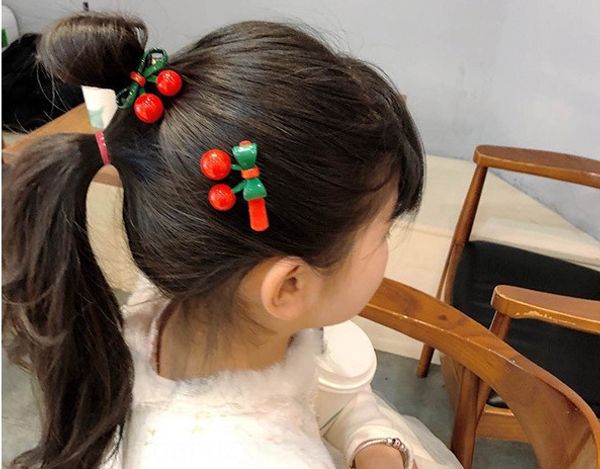 

new acrylic creative new hairpin acrylic creative hairpin cherry fruit net red bangs side clip children's hair clip, Slivery;white