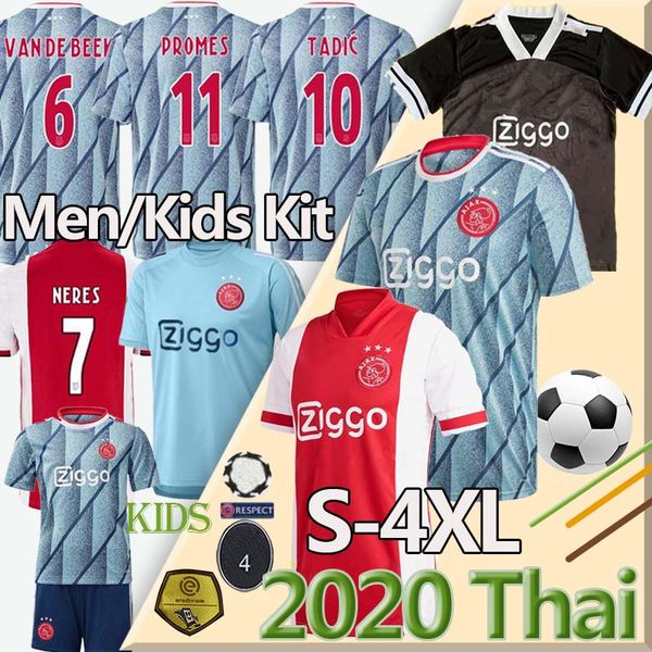 

2021 ajax neres soccer jersey de jong de ligt ziyech tadic ajax amsterdam huntelaar van de beek mazraoui footballshirt men kids sets uniform, Black;yellow