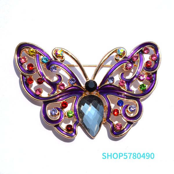 

delicate butterfly rhinestone brooches for women elegant crystal pin enamel brooch ladies coat collar decoration fashion jewelry, Gray