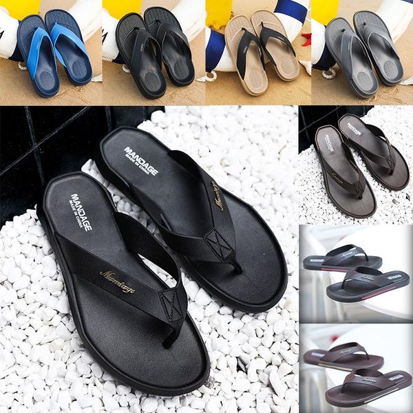 

brand design sliders mens summer sandals beach slippers flip flops loafers black khaki blue grey slides chaussures shoes