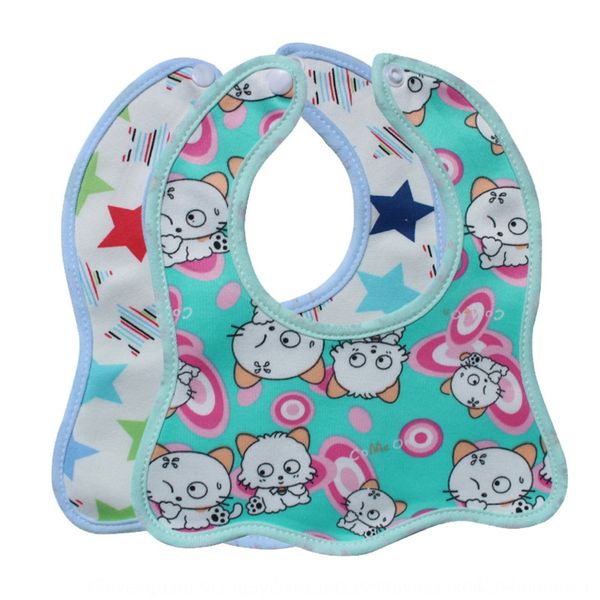 

new infant cartoon cotton button waterproof saliva towel button bib anti-dirty baby bib baby printed saliva towel
