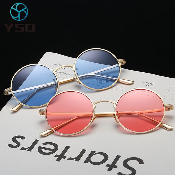 

yso women's sunglasses vintage round lenses glasses polarized uv400 protection women lady decorative sunglasses blue pink 1941, White;black