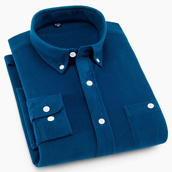 

men's long sleeve vintage solid corduroy shirt button-through chest pocket standard-fit button collar comfortable casual shirts, White;black