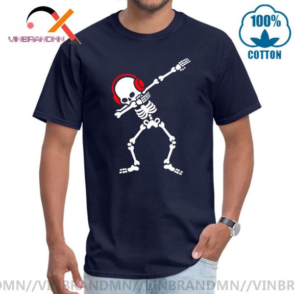 

skelton dab t shirt men dabben headphones music t-shirt rock n roll shirt camiseta short sleeve heavy rock death metal retro tee, White;black