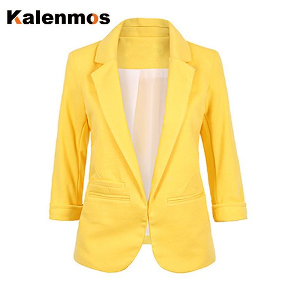 

women's suits & blazers candy color medium long suit jacket women autumn double breasted notched office lady solid blazer feminino femi, White;black
