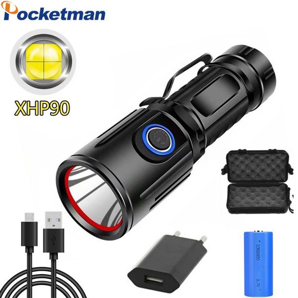 

xhp90 glare usb charging power display small steel gun strong pelectric torch xhp50 use 26650 battery