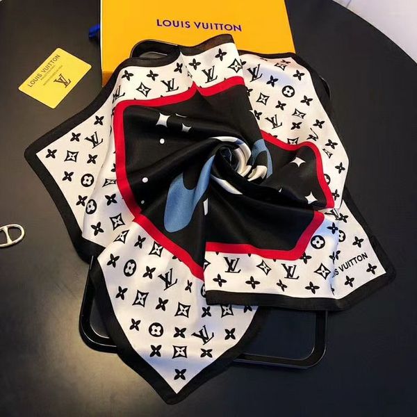 

g1lv colors 100pcs high-end woman fashion designs tied bag scarf ladies small bow ribbon headscarf silk scarves wrap, Blue;gray