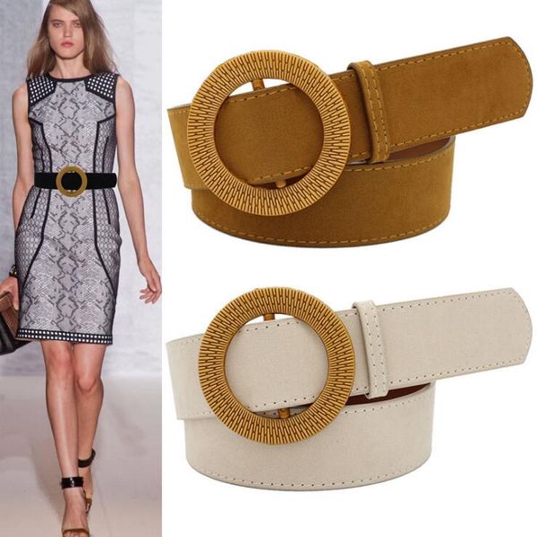 

luxury no pin big resin round buckle belt women new black velvet wide belt lady dress coat sweater waistbands beige gifts party, Black;brown