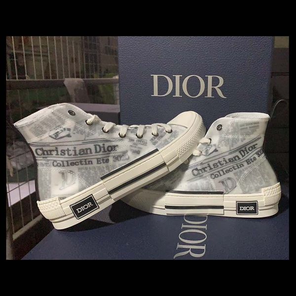 

19ss diÃ²r homme oblique cÃ²nversÃ¨ newsprint pub shawn x kÃ ws b23 designer sneakers high technical fabric femms baskets casual shoes 36-45