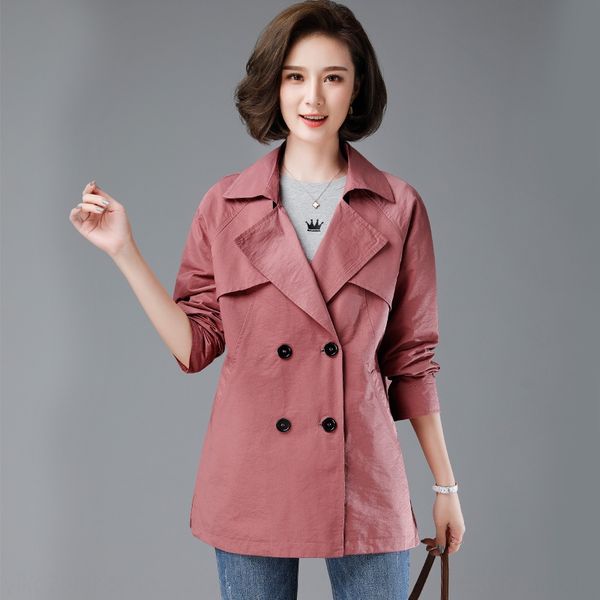 

2020 new plus plus size windbreaker coat windbreaker women's fat mm mom's solid color coat loose casual 7588, Tan;black