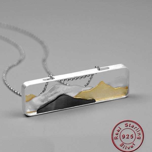 

amxiu real 925 sterling silver natural sea shell handmade fine jewelry multipeaked mountain design pendant necklace for women