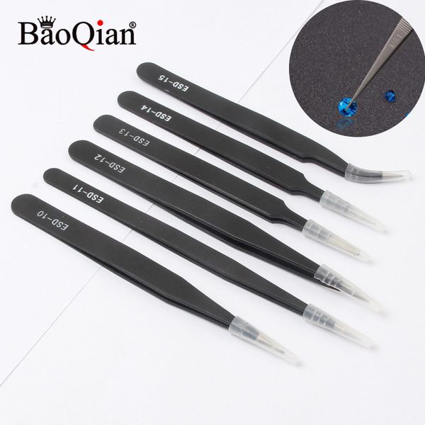 

sewing tools excellent quality bend straight tweezers stainless steel anti-static cross sewing accessories tools supplies, Black