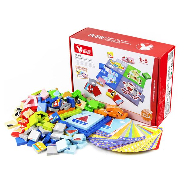 

176pcs animal traffic jigsaw puzzle toy baby early education cognitive building block for kids cartoon puzzle bricks 02