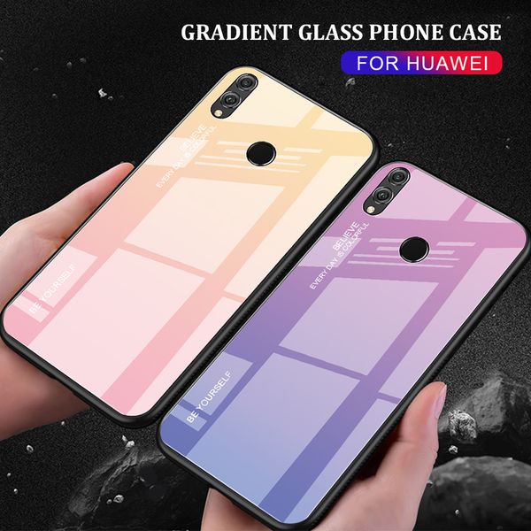 

gradient glass case for huawei honor 8x smart phone, anti-skid protection