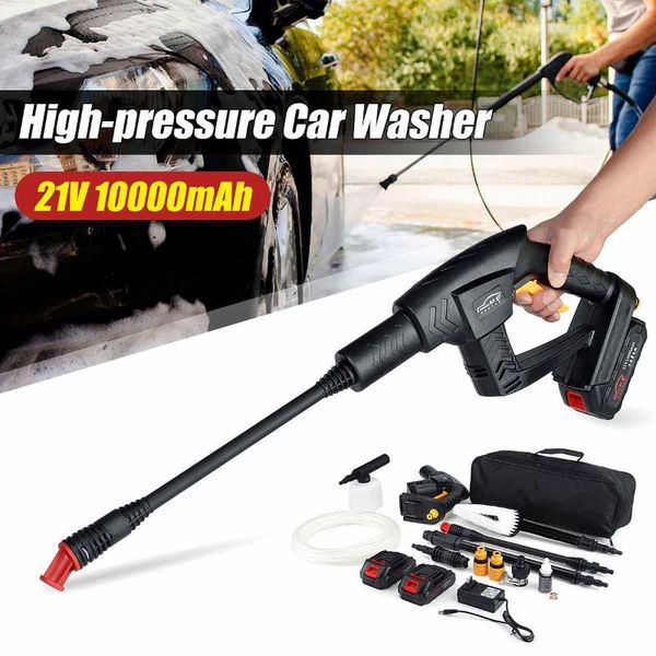 

car washer 21v cordless portable high pressure car washer spray gun 10000mah li-ion battery 5m/16.4ft gardencar cleaning tools