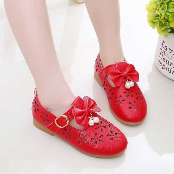 

girls hollow hole baby boy princess student flat pearl flat shoes shoes pearl fashion middle children, Black;red