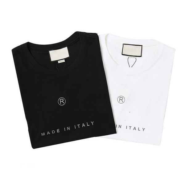

20ss made in italy тенниска letters печатные женщины tee с коротким рукавом футболки для женщин и мужчин летняя одежда высокого качества, White