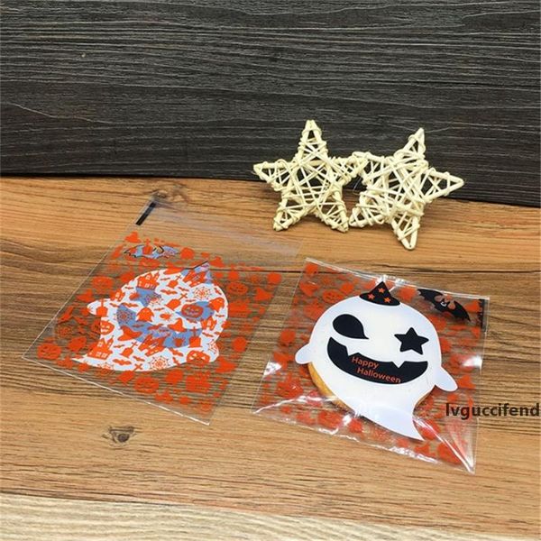 

d&p 500pcs 10x10 3cm multistyle halloween cookie candy bread packaging self-adhesive plastic biscuits snack baking package bags