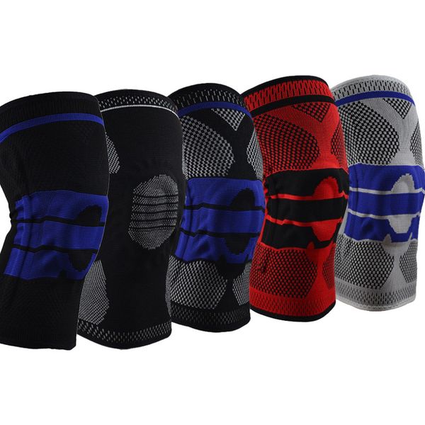 

upgrade knee pad spring silicone knee protector brace knee sleeve support basketball football fitness sports breathable guard dhl free