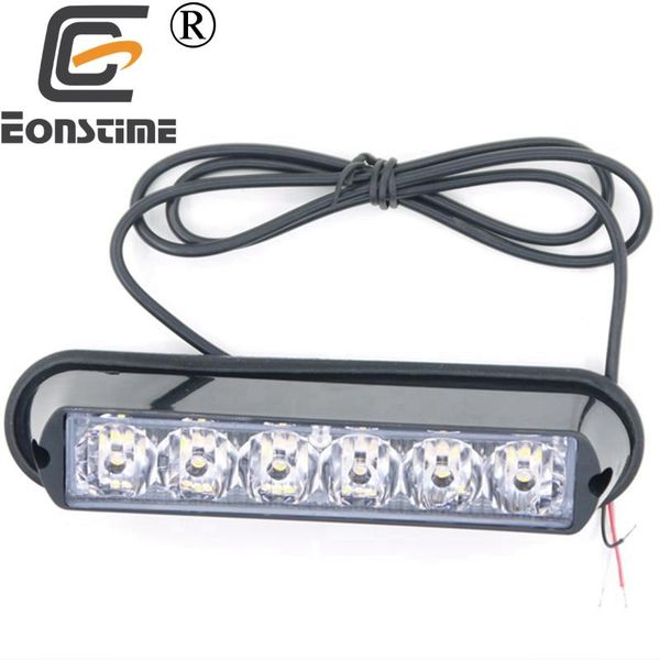 

eonstime 1pcs 12v-24v super bright front bumper grille 6 led 6w warning strobe flash light black base red blue amber white