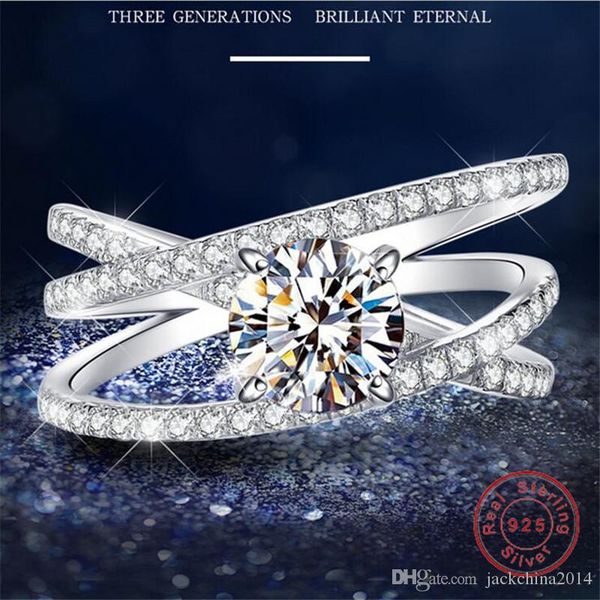 

1ct simple fashion wedding ring 925 sterling silver round cut white z cz diamond gemstone women engagement band ring for lovers' gift, Slivery;golden