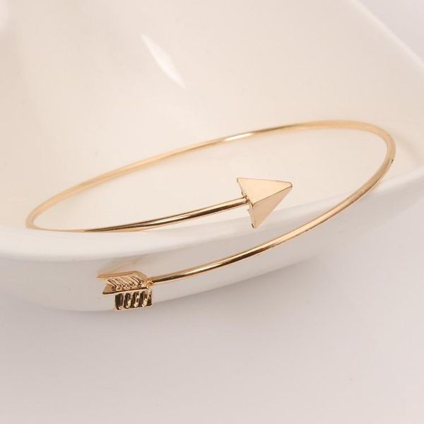

66mm Women Girls Alloy Cuff Bangles gold alloy Arrow opening bracelet female wholesale free shipping