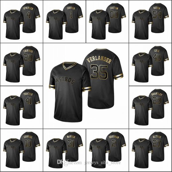 

houston astros men #2 alex bregman 1 carlos correa 27 jose altuve women youth golden edition black custom jersey, Blue;black