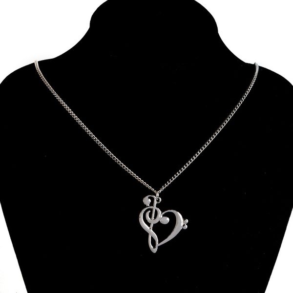 

minimalist simple fashion hollow heart shaped musical note pendant necklace music jewelry gold silver special gift