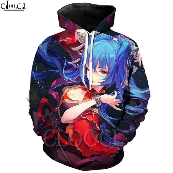 

clooocl anime girl casual streetwear 3d print hoody sweatshirts boy autumn harajuku tracksuit hoodies men women fashion, Black