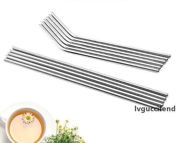 

durable stainless steel straight bent drinking straw curve metal straws bar family kitchen for beer fruit juice drink party accessory