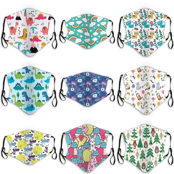 

8 стили дети лица маски пыле дышащий хлопок маска моющийся многоразовые маска с 2pcs фильтры zza2114 50 1шт # 148