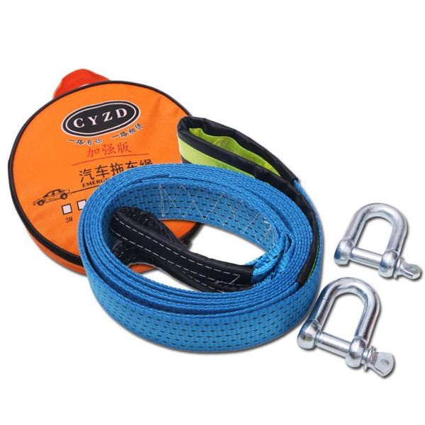 

new universal double-layer car tow rope 5 meter 8 tons luminous trailer with grab hook u-shaped hook pull rope