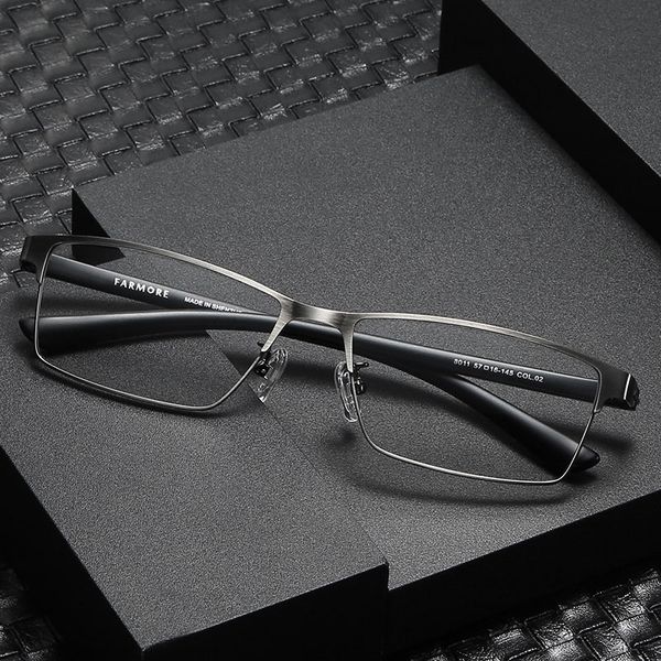 

reven jate half rim alloy front rim flexible plastic tr-90 temple legs optical eyeglasses frame for men and women eyewear 8011, Black