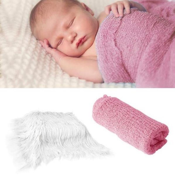 Fluffy Baby Blanket Set Newborn Photo Blanket Wrap Cloth Sets Infant
