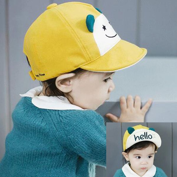 

new korean style baby baseball sun cap sunshade cap duck tongue sunshade hello little bear baseball hat baby children's hat, Blue;gray