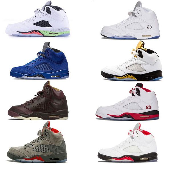 

new shoes 5 bordeaux wine red leather men basketball shoes 5s bull suede fire red space jam sneakers