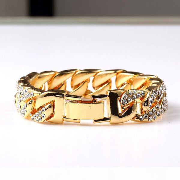 

преувеличены heavy extra coarse 24k solid gold miami кубинское link блестящая полный diamante браслет hip hop bling ювелирные изделия hipste, Black