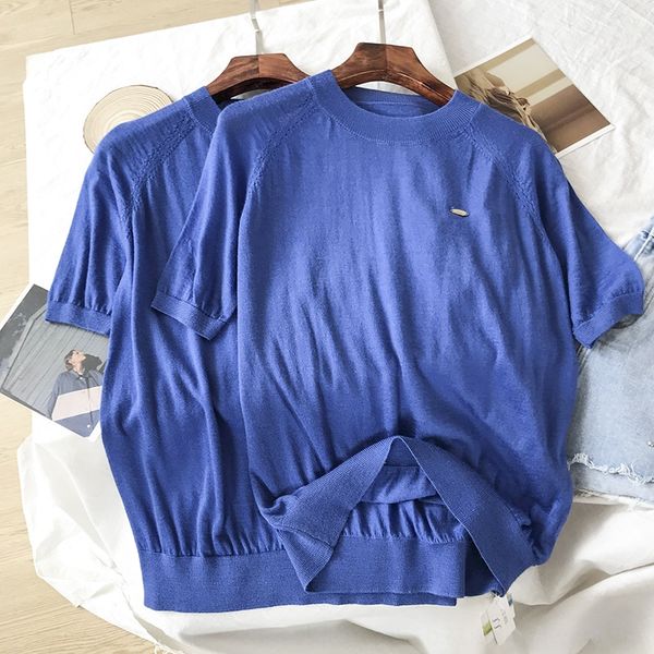 

solid color short-sleeved t-shirt t-shirt women's summer 2020 simple straight round neck fashion casual western style 6.2, White