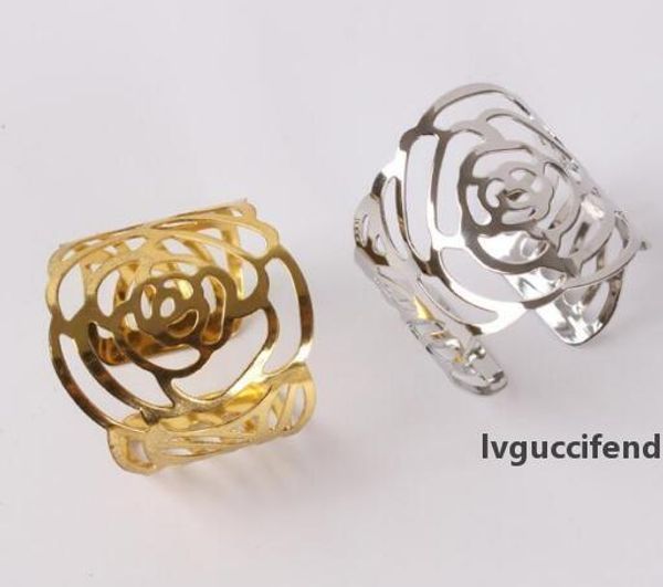 

pvd plated cutout silver rose napkin rings gold rose napkin rings for l banquet wedding decoration