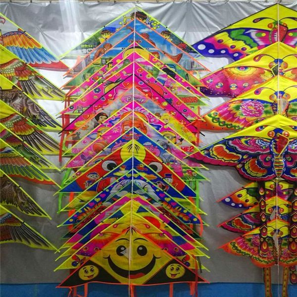 

new colorful various cartoon patterns easy to fly toy hand-painted kite kite line children's toy