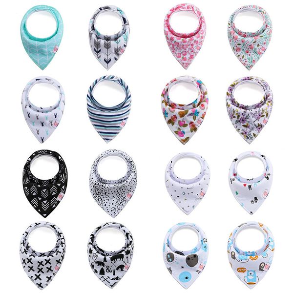 

4 pcs/lot kids' things bib burp cloth cotton thick water absorption baby scarf baby bibs boys girls fashion triangle towel