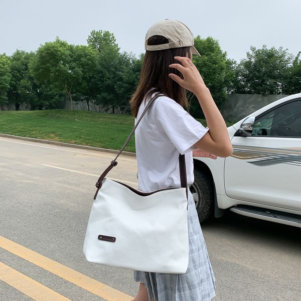 

pure color canvas handbags 2020 new fashion all-match texture shoulder bag korean version underarm bag