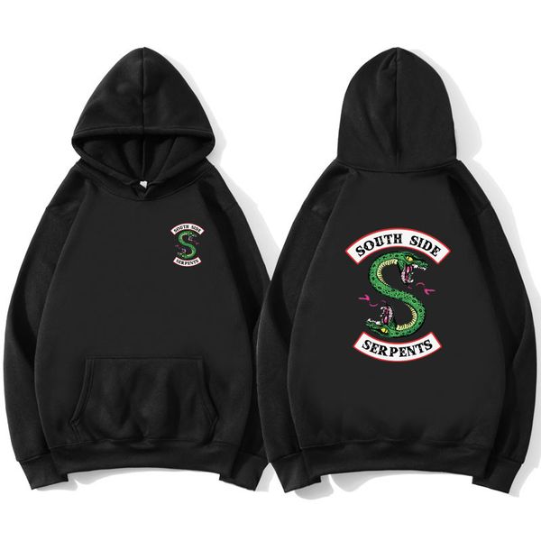 

two-headed snake printed hoodies men women 2020 hip hop fit/loose casual sweatshirts streetwear funny anime pullover cool guy, Black
