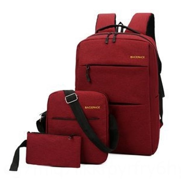

straight casual backpack computer three-piece set computer travel outdoor travel bag large capacity student bag