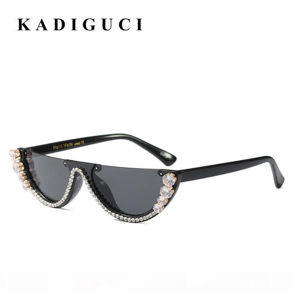 

kadiguci new fashion cat eye sunglasses women vintage glasses metal jewel with rhinestone decoration cat eyes sun glasses vintage shade k310, White;black