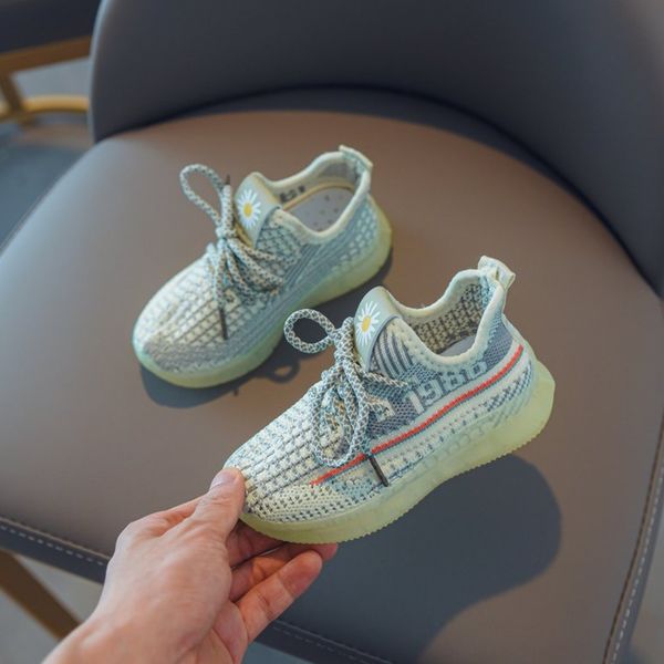 

yfpqr children's sports sports shoes 2020 spring and summer new mesh breathable girls' lighting shoes trendy korean style boys&#03, Black