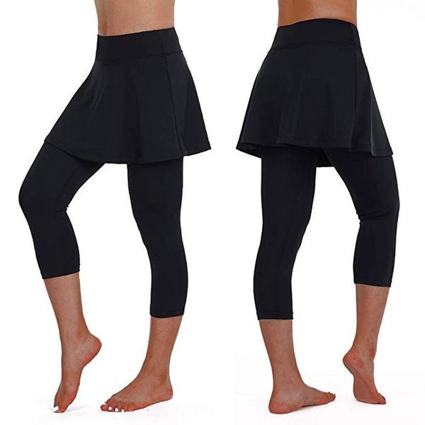 

leggings women casual skirt leggings tennis pants legging sports fitness leggins cropped culottes legins, Black
